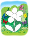 Flower for coloring, and butterflies activity for children,